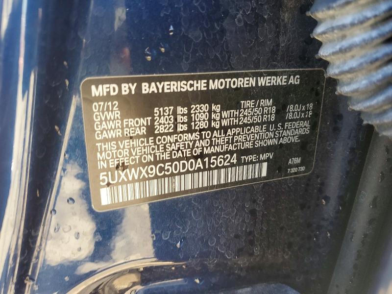46556876 :رقم المزاد ، 5UXWX9C50D0A15624 vin ، 2013 Bmw X3 مزاد بيع