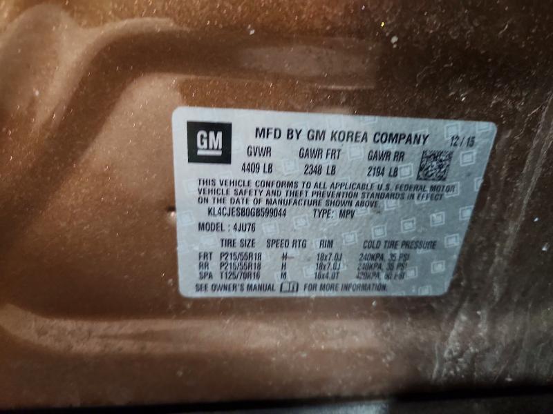 79642045 :رقم المزاد ، KL4CJESB0GB599044 vin ، 2016 Buick Encore مزاد بيع