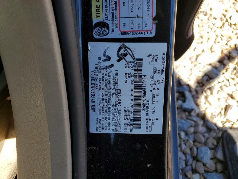 46899016 :رقم المزاد ، 3FAHP0HA6AR155414 vin ، 2010 Ford Fusion مزاد بيع