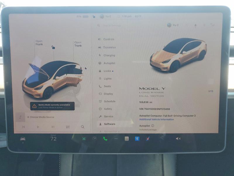Aukcja sprzedaży 2022 Tesla Model Y, vin: 7SAYGDEE6NF513498, numer aukcji: 46955436