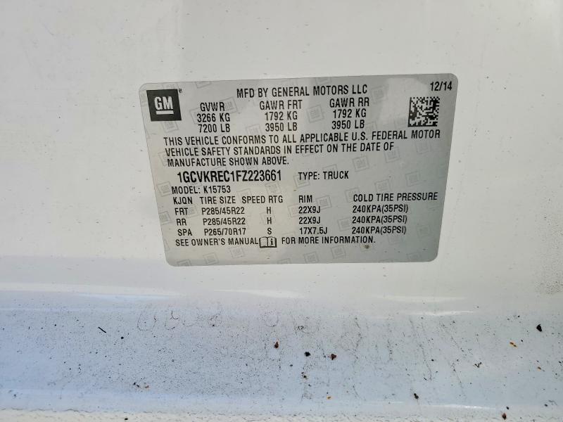 Auction sale of the 2015 Chevrolet Silverado, vin: 1GCVKREC1FZ223661, lot number: 46592006