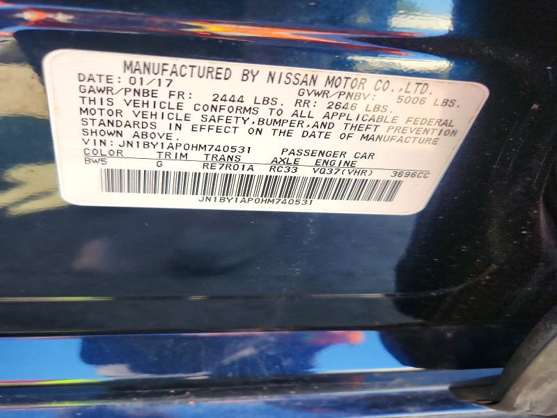 Aukcja sprzedaży 2017 Infiniti Q70, vin: JN1BY1AP0HM740531, numer aukcji: 79629715