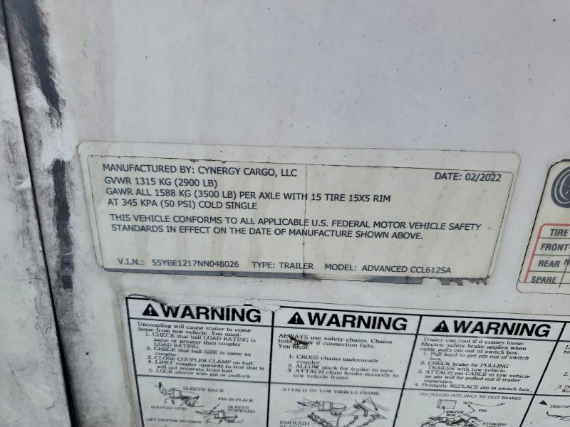 Продажа на аукционе авто 2022 Cynergy Cargo Cynergy Cargo, vin: 55YBE1217NN048026, номер лота: 79954005