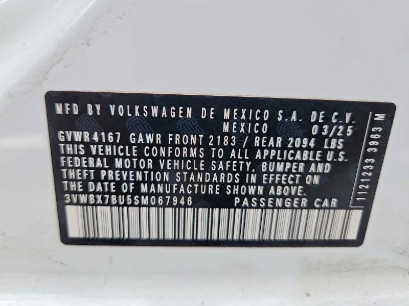 Продажа на аукционе авто 2025 Volkswagen Jetta, vin: 3VWBX7BU5SM067946, номер лота: 46024326
