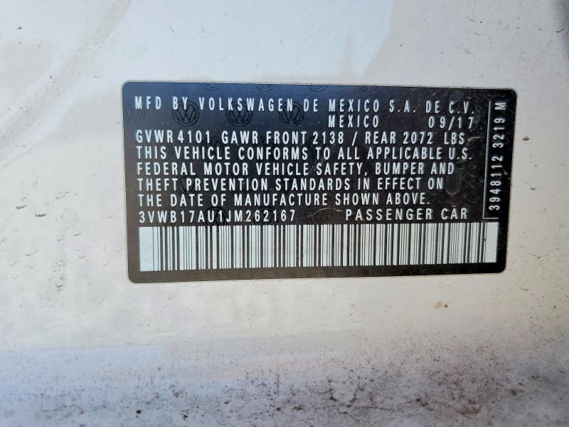 2018 Volkswagen Golf მანქანა იყიდება აუქციონზე, vin: 3VWB17AU1JM262167, აუქციონის ნომერი: 46918116