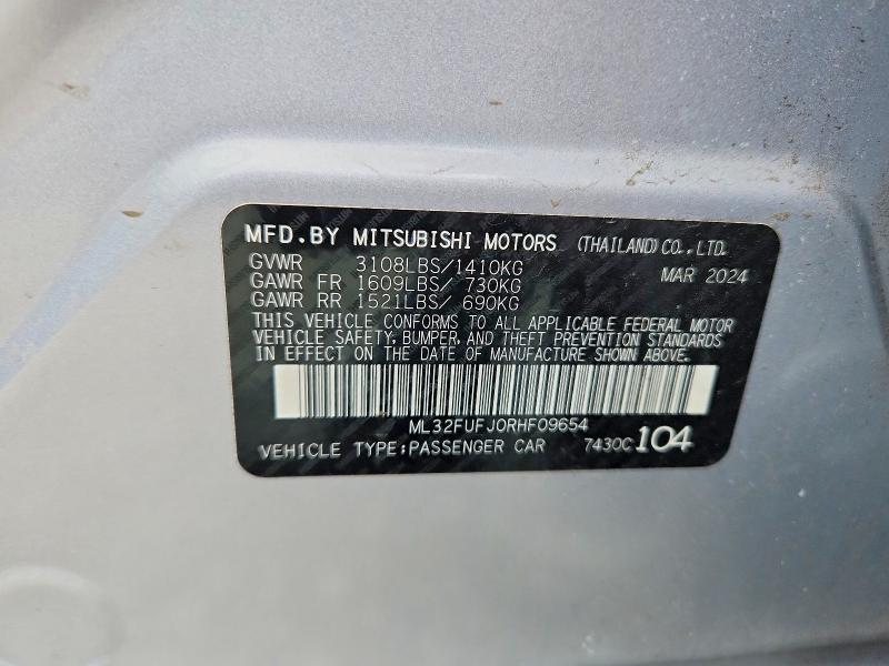 Продаж на аукціоні авто 2024 Mitsubishi Mirage, vin: ML32FUFJ0RHF09654, номер лоту: 47767586