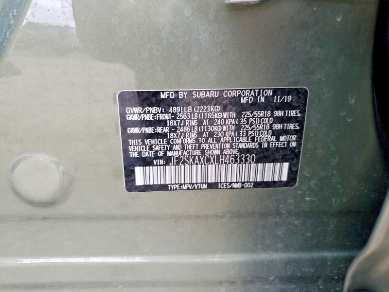 Aukcja sprzedaży 2020 Subaru Forester, vin: JF2SKAXCXLH463330, numer aukcji: 79555655