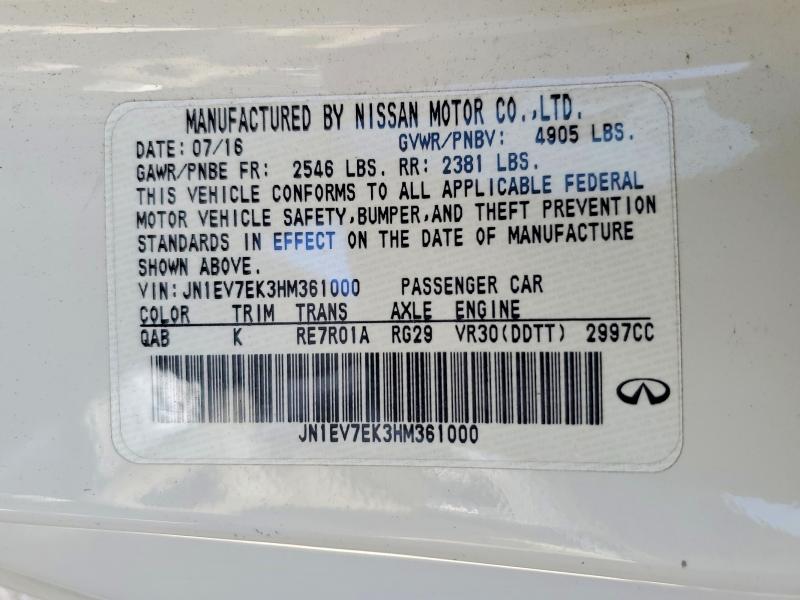 Продажа на аукционе авто 2017 Infiniti Q60, vin: JN1EV7EK3HM361000, номер лота: 46753046