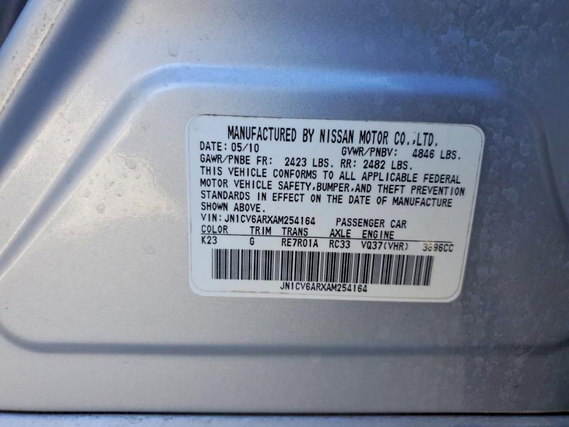 46281586 :رقم المزاد ، JN1CV6ARXAM254164 vin ، 2010 Infiniti G37 Sedan مزاد بيع