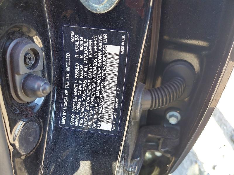 47167886 :رقم المزاد ، SHHFK8G7XKU205754 vin ، 2019 Honda Civic مزاد بيع