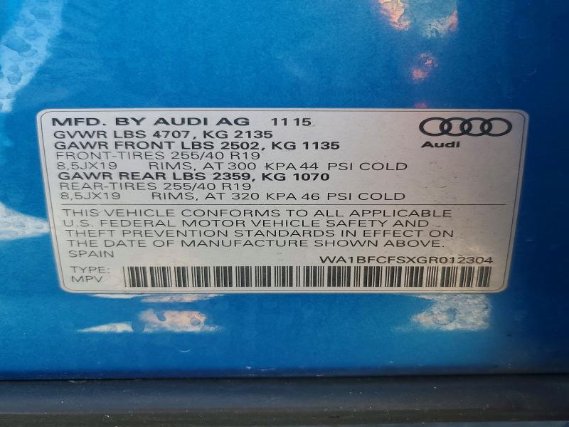 Продаж на аукціоні авто 2016 Audi Q3, vin: WA1BFCFSXGR012304, номер лоту: 47081856