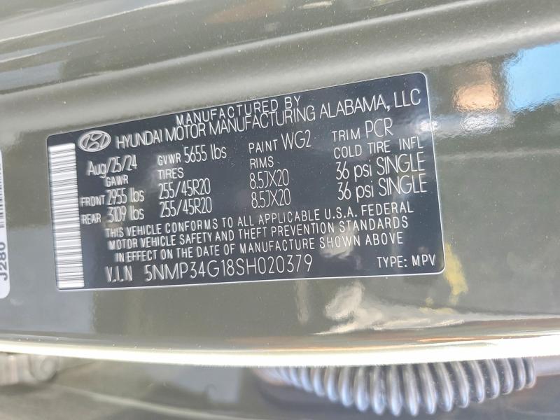 41813446 :رقم المزاد ، 5NMP34G18SH020379 vin ، 2025 Hyundai Santa Fe مزاد بيع