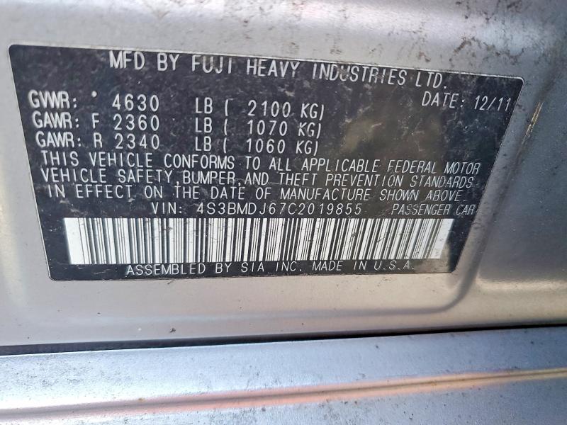Продаж на аукціоні авто 2012 Subaru Legacy, vin: 4S3BMDJ67C2019855, номер лоту: 47340826
