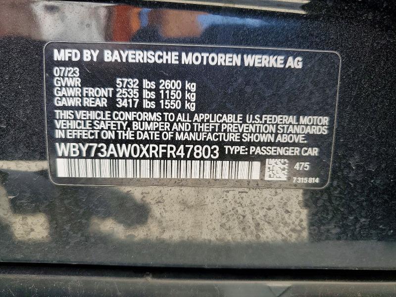 Продажа на аукционе авто 2024 Bmw I4, vin: WBY73AW0XRFR47803, номер лота: 47122456