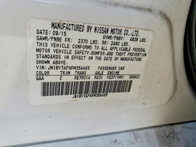 79941845 :رقم المزاد ، JN1BV7APXFM354465 vin ، 2015 Infiniti Q50 مزاد بيع
