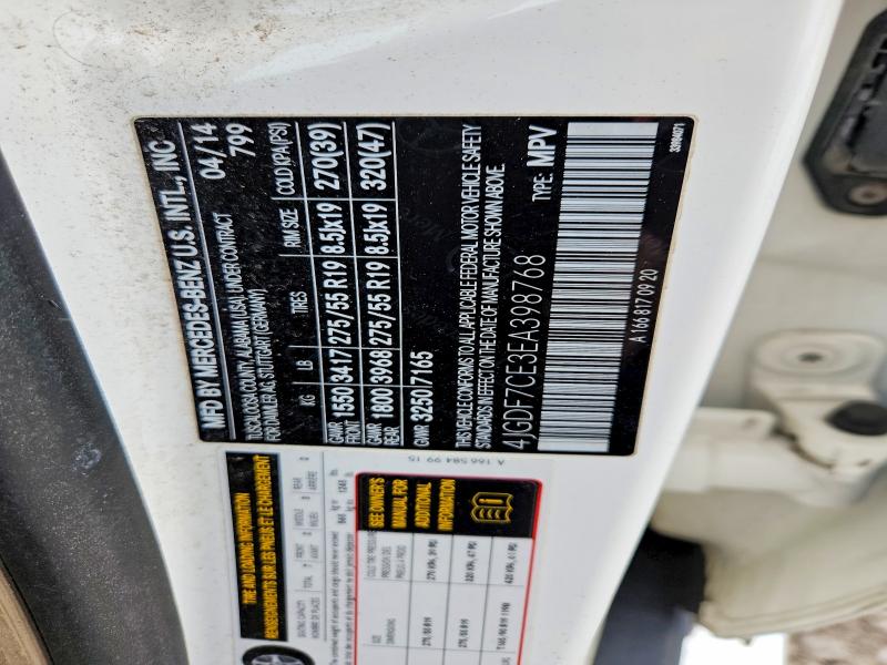 Продаж на аукціоні авто 2014 Mercedes-benz Gl, vin: 4JGDF7CE3EA398768, номер лоту: 46832676