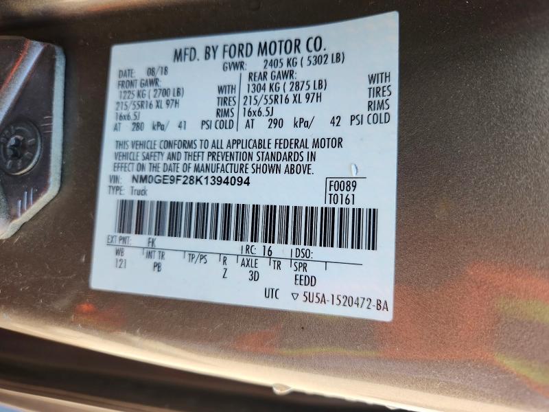 Продаж на аукціоні авто 2019 Ford Transit Connect, vin: NM0GE9F28K1394094, номер лоту: 46486026