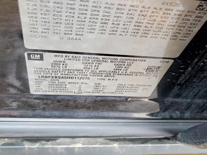 Aukcja sprzedaży 2017 Buick Envision, vin: LRBFXBSA5HD112075, numer aukcji: 78664485