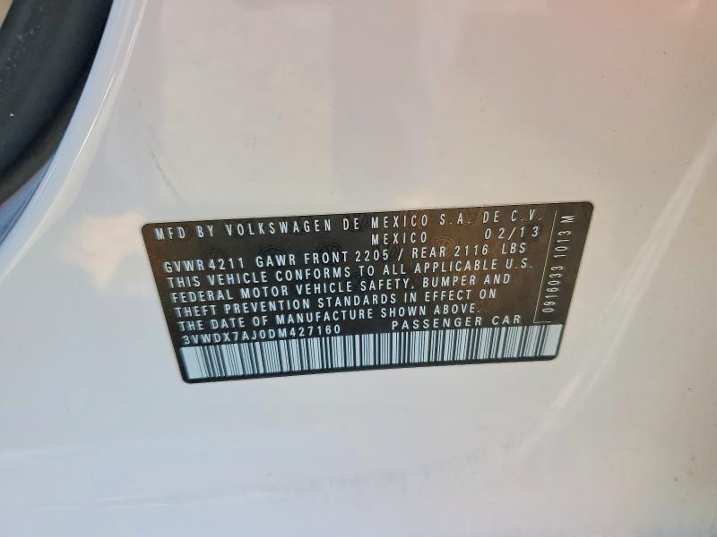 Продаж на аукціоні авто 2013 Volkswagen Jetta, vin: 3VWDX7AJ0DM427160, номер лоту: 41805106