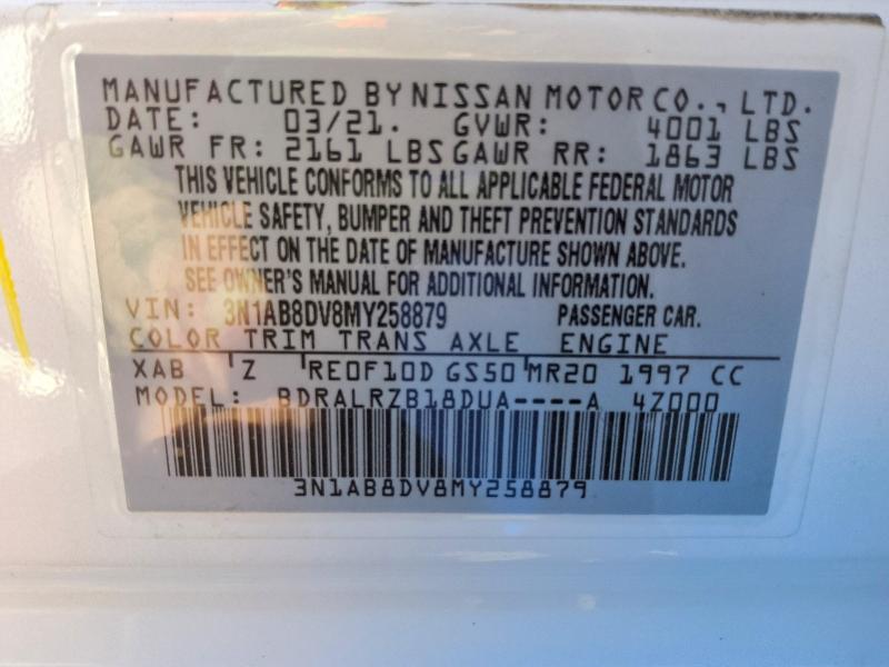 41949436 :رقم المزاد ، 3N1AB8DV8MY258879 vin ، 2021 Nissan Sentra مزاد بيع
