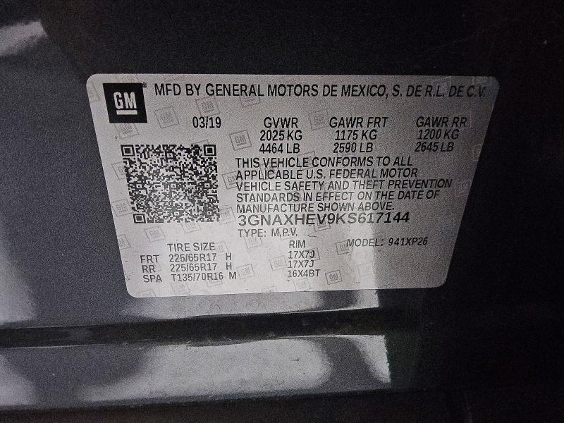 Продажа на аукционе авто 2019 Chevrolet Equinox, vin: 3GNAXHEV9KS617144, номер лота: 54917096