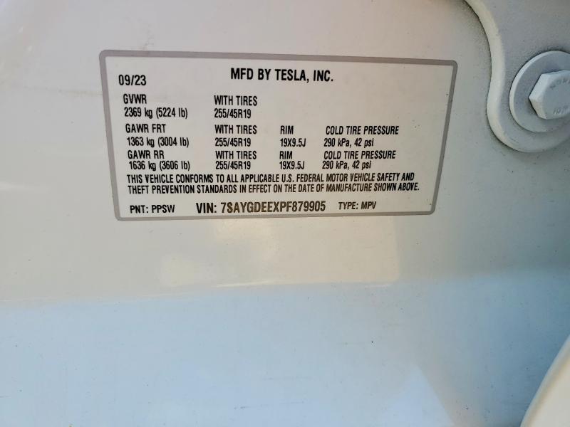 2023 Tesla Model Y მანქანა იყიდება აუქციონზე, vin: 7SAYGDEEXPF879905, აუქციონის ნომერი: 41980556