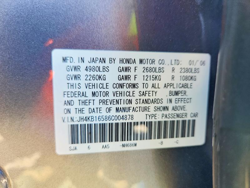 Aukcja sprzedaży 2006 Acura Rl, vin: JH4KB16586C004878, numer aukcji: 46961336