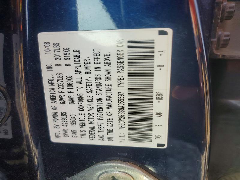 47411926 :رقم المزاد ، 1HGCP26369A055597 vin ، 2009 Honda Accord مزاد بيع