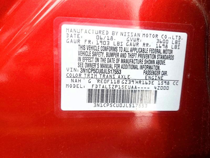 Продаж на аукціоні авто 2018 Nissan Kicks, vin: 3N1CP5CU0JL517553, номер лоту: 45838566