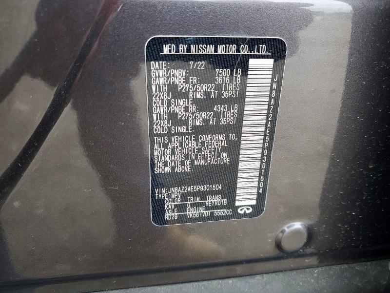 Aukcja sprzedaży 2023 Infiniti Qx80, vin: JN8AZ2AE5P9301504, numer aukcji: 47796406