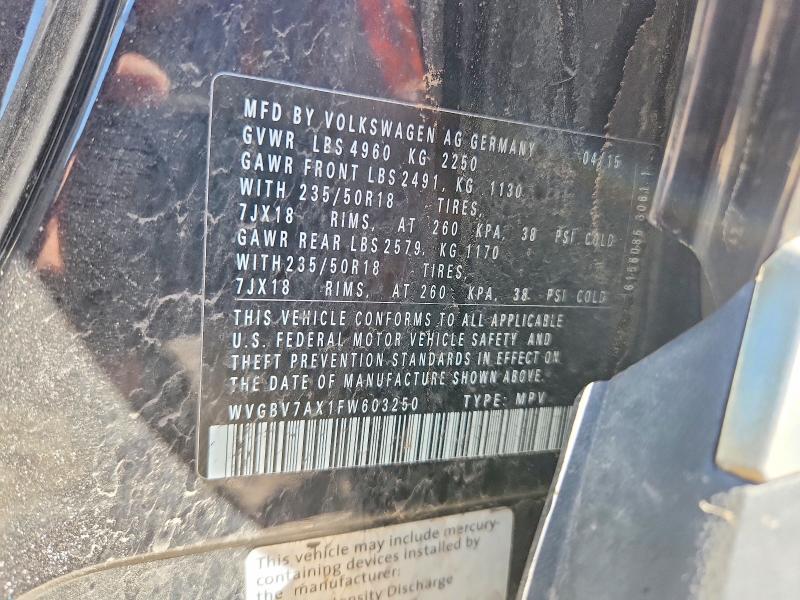 Продаж на аукціоні авто 2015 Volkswagen Tiguan, vin: WVGBV7AX1FW603250, номер лоту: 41641316