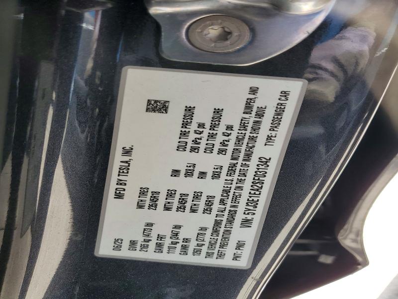 Продаж на аукціоні авто 2025 Tesla Model 3, vin: 5YJ3E1EA2SF031342, номер лоту: 45459356