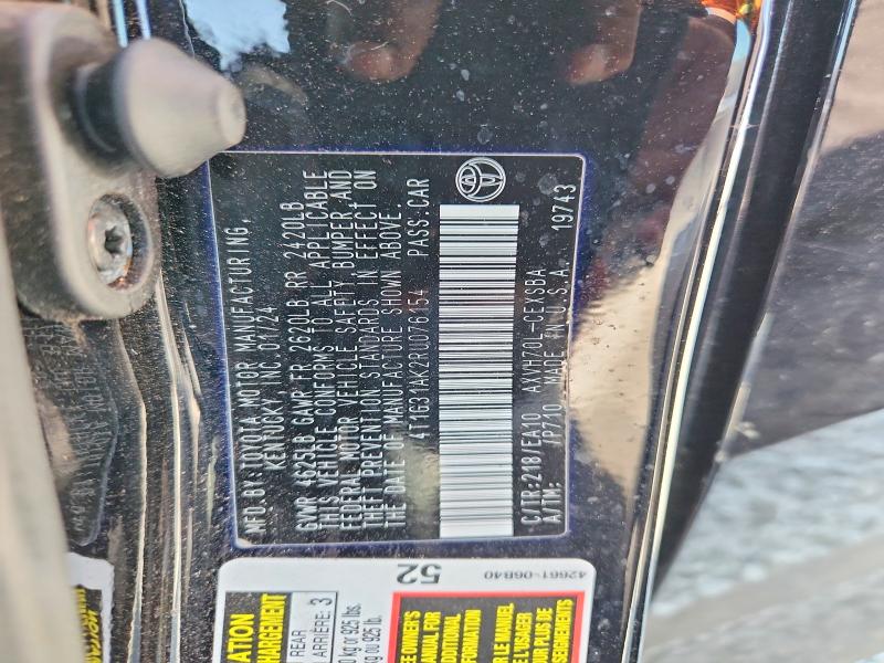 2024 Toyota Camry Hybrid მანქანა იყიდება აუქციონზე, vin: 4T1G31AK2RU076154, აუქციონის ნომერი: 47098206