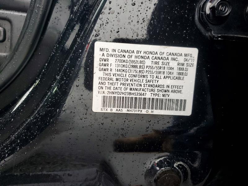 Продаж на аукціоні авто 2011 Acura Mdx, vin: 2HNYD2H23BH535647, номер лоту: 45752956