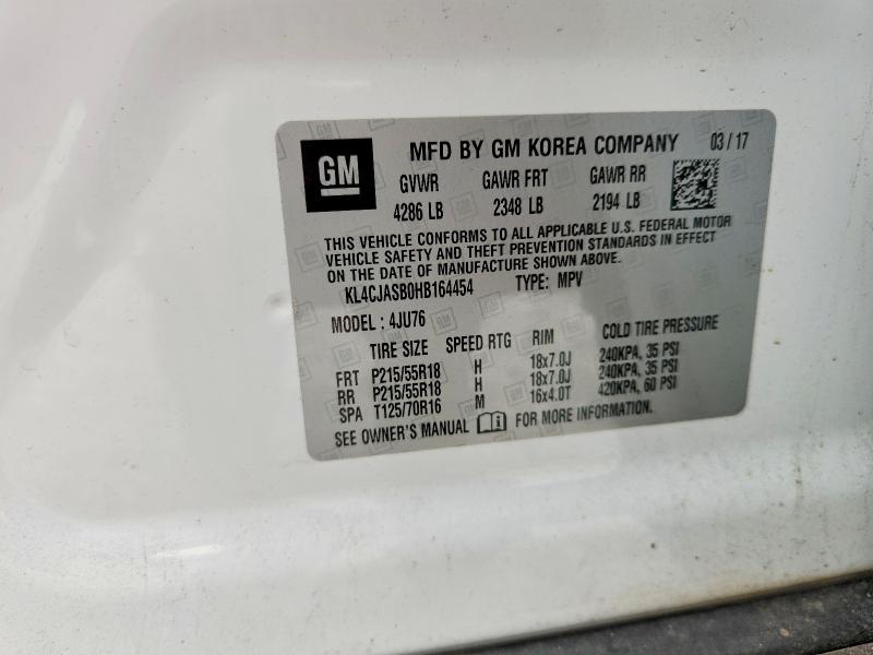 Aukcja sprzedaży 2017 Buick Encore, vin: KL4CJASB0HB164454, numer aukcji: 79599655