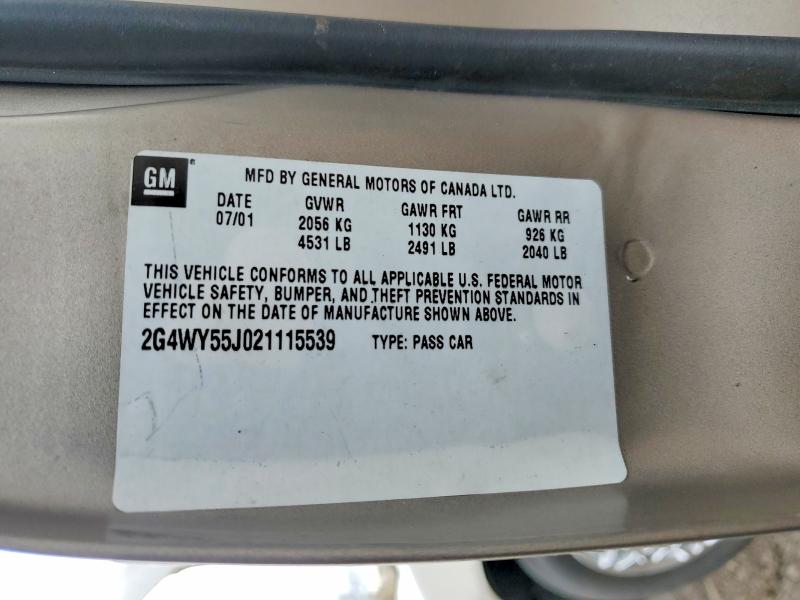 Aukcja sprzedaży 2002 Buick Century, vin: 2G4WY55J021115539, numer aukcji: 47877376