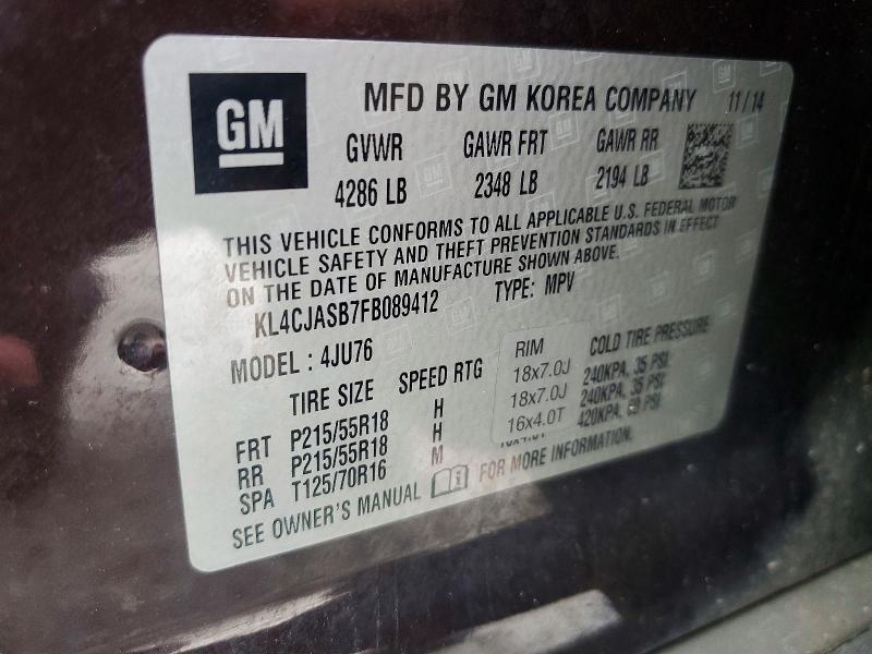 Продажа на аукционе авто 2015 Buick Encore, vin: KL4CJASB7FB089412, номер лота: 45525346
