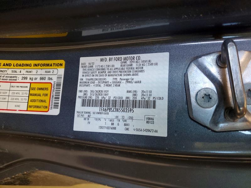 2022 Ford Mustang მანქანა იყიდება აუქციონზე, vin: 1FA6P8SJ3N5503595, აუქციონის ნომერი: 46863636