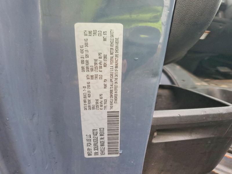 2020 Ram Promaster 3500 მანქანა იყიდება აუქციონზე, vin: 3C6URVJG3LE142278, აუქციონის ნომერი: 78843265