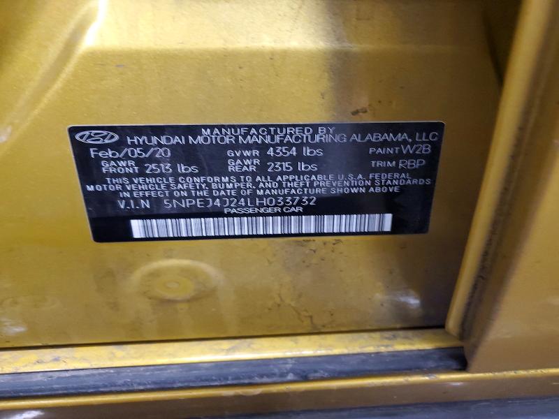 Продаж на аукціоні авто 2020 Hyundai Sonata, vin: 5NPEJ4J24LH033732, номер лоту: 45543876