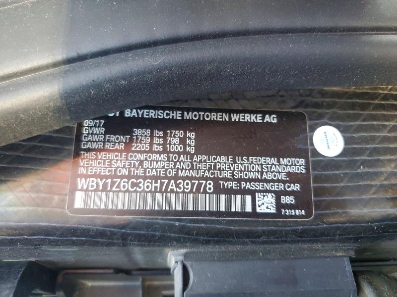 Aukcja sprzedaży 2017 Bmw I3, vin: WBY1Z6C36H7A39778, numer aukcji: 47956416