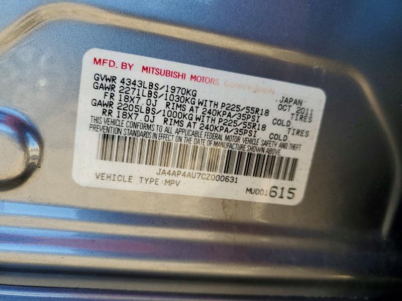 Продаж на аукціоні авто 2012 Mitsubishi Outlander Sport, vin: JA4AP4AU7CZ000631, номер лоту: 46831626