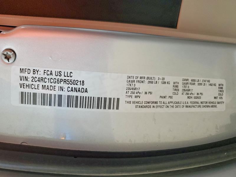 2023 Chrysler Voyager მანქანა იყიდება აუქციონზე, vin: 2C4RC1CG6PR550218, აუქციონის ნომერი: 47186826