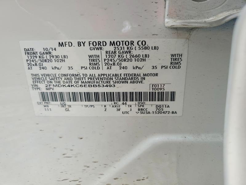 48164646 :رقم المزاد ، 2FMDK4KC6EBB53493 vin ، 2014 Ford Edge مزاد بيع
