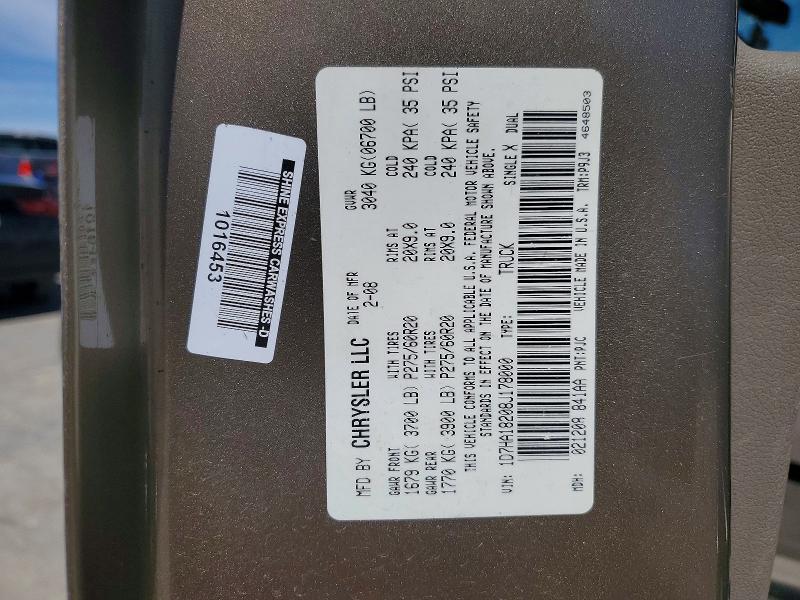 Продаж на аукціоні авто 2008 Dodge Ram 1500, vin: 1D7HA18208J178000, номер лоту: 45973746