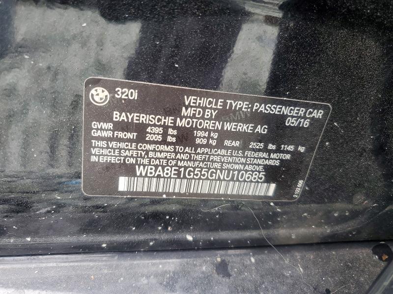 79740715 :رقم المزاد ، WBA8E1G55GNU10685 vin ، 2016 Bmw 320 مزاد بيع
