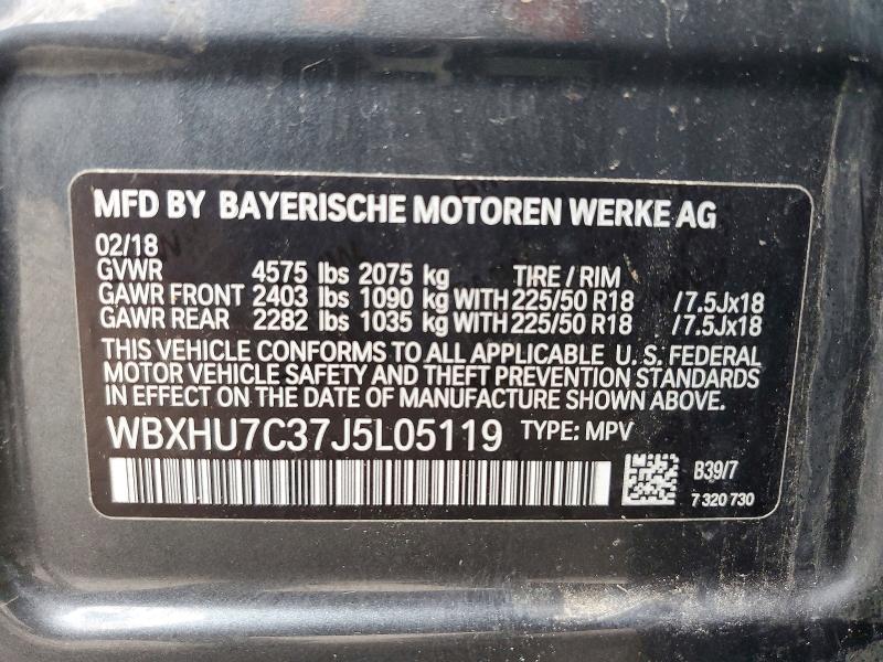 48061656 :رقم المزاد ، WBXHU7C37J5L05119 vin ، 2018 Bmw X1 مزاد بيع