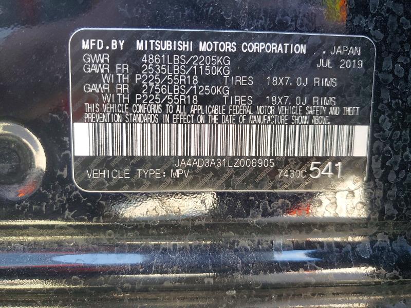 Продаж на аукціоні авто 2020 Mitsubishi Outlander, vin: JA4AD3A31LZ006905, номер лоту: 47135626