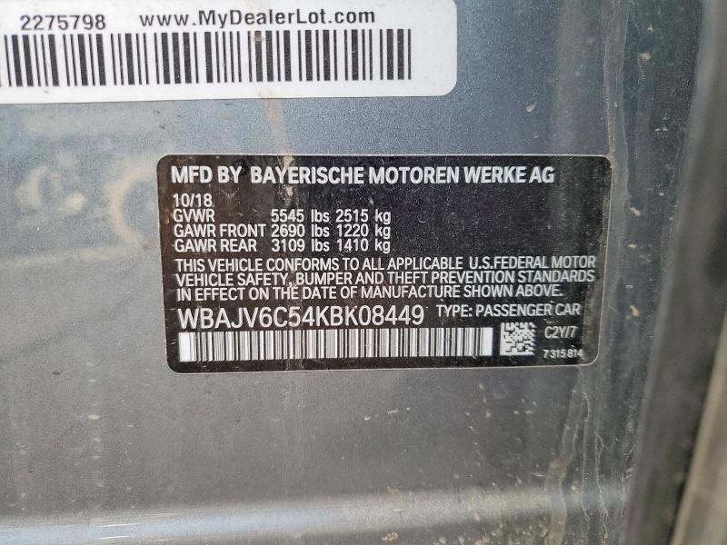 Aukcja sprzedaży 2019 Bmw 640, vin: WBAJV6C54KBK08449, numer aukcji: 41925886