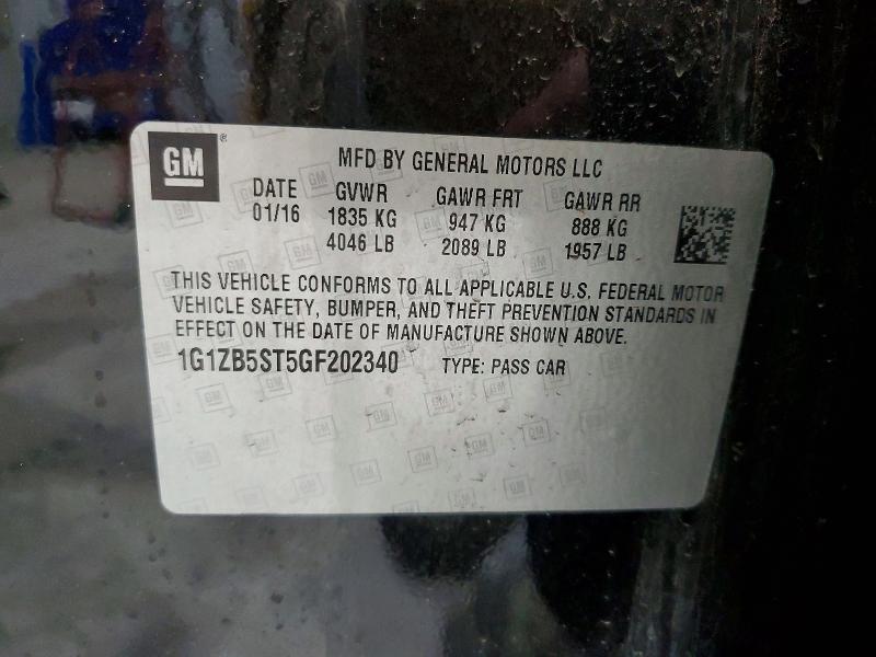 79069165 :رقم المزاد ، 1G1ZB5ST5GF202340 vin ، 2016 Chevrolet Malibu مزاد بيع